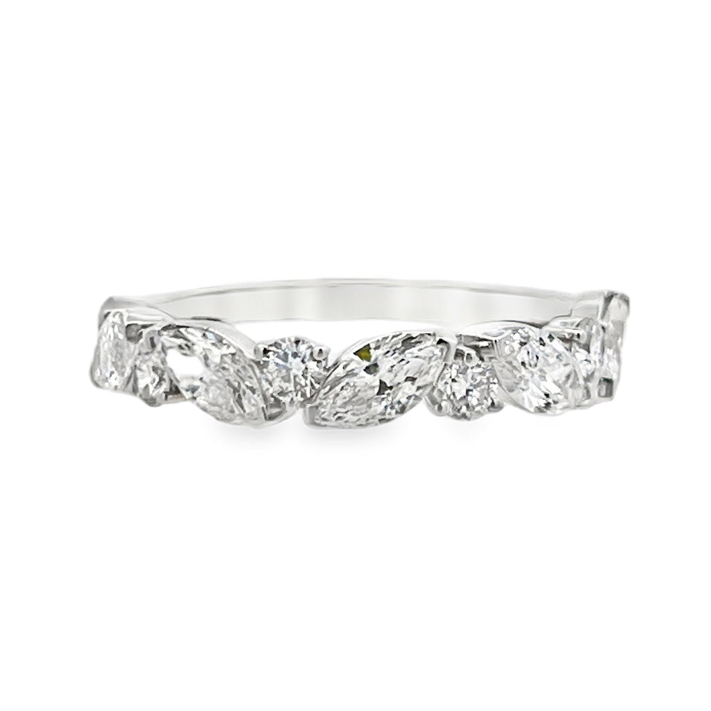 Lab-Grown Alternating Offset Marquise & Round Band