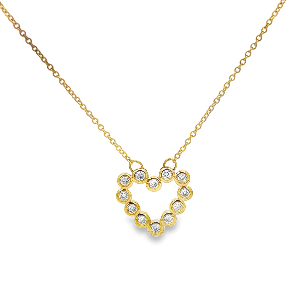 Bezel Set Diamond Heart Pendant Necklace