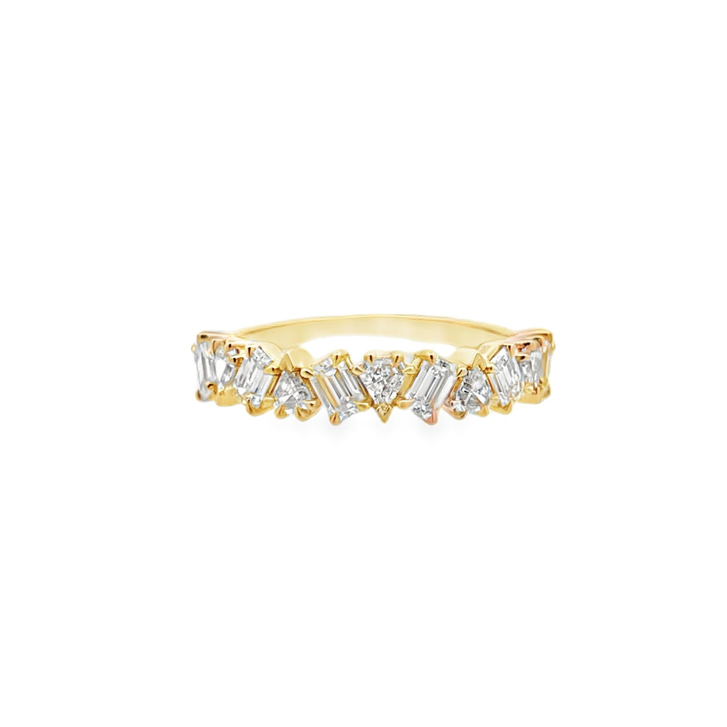 Lab-Grown Offset Emerald & Shield Band