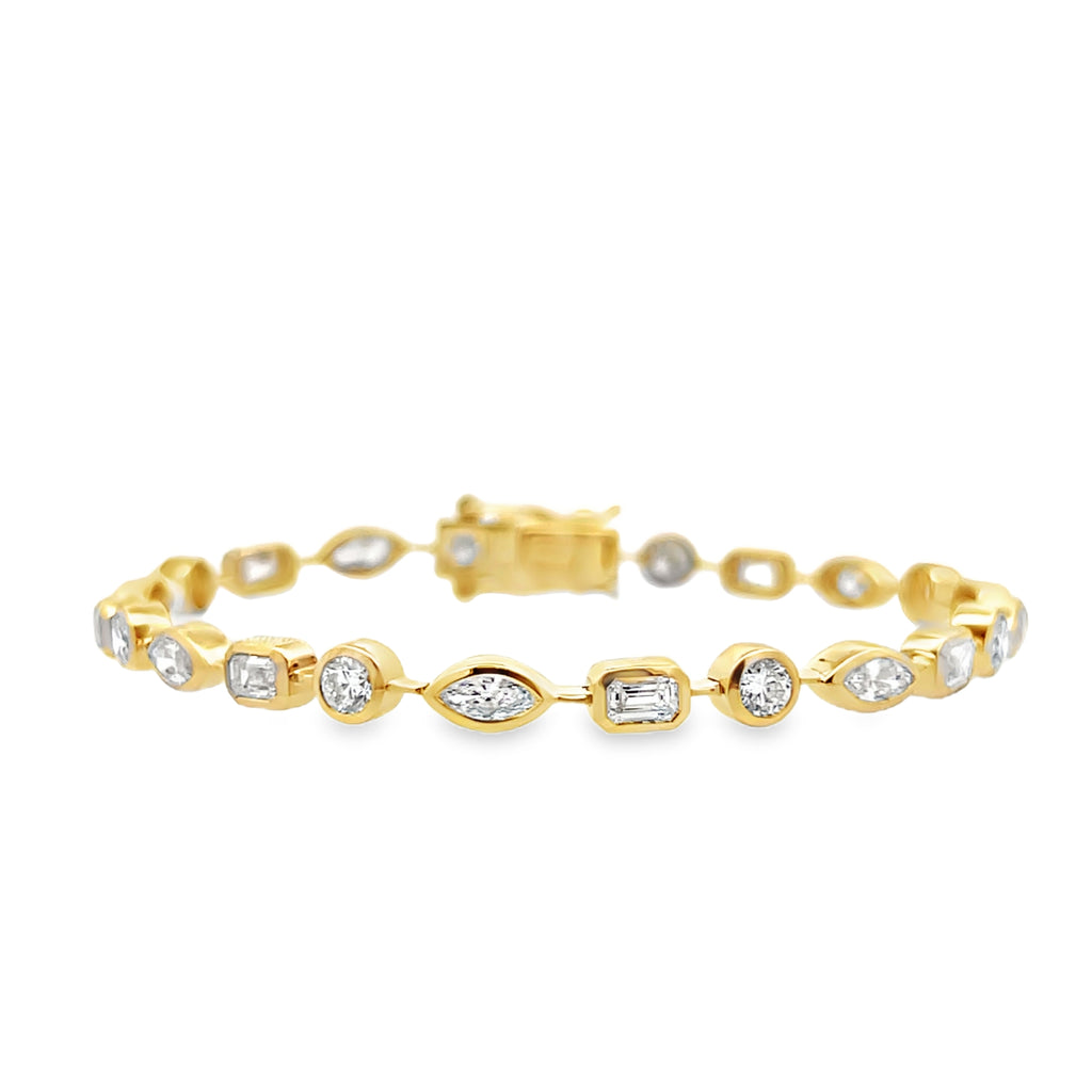 Lab-Grown Bezel Set Multi-Shape Tennis Bracelet