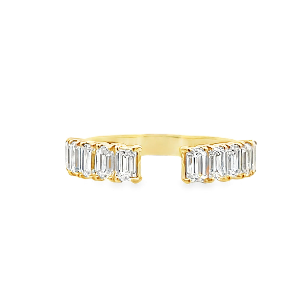 Lab-Grown Emerald Cut Open Shank Wedding Band