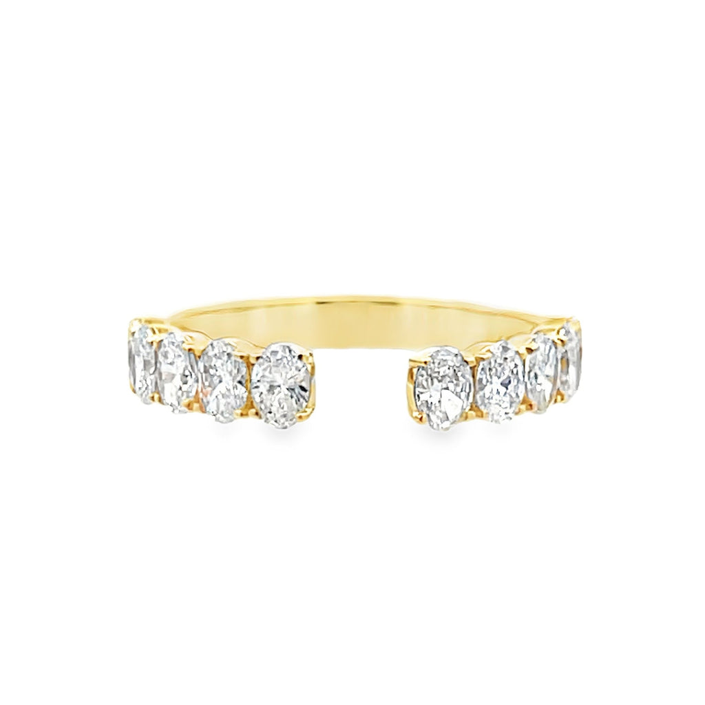 Lab-Grown Oval Open Shank Wedding Band