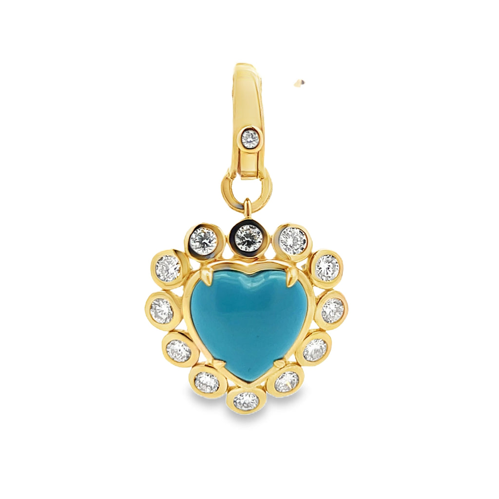 Lab-Grown Diamond Halo Turquoise Heart Charm