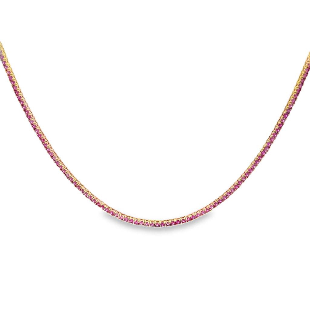 Pink Sapphire Tennis Necklace