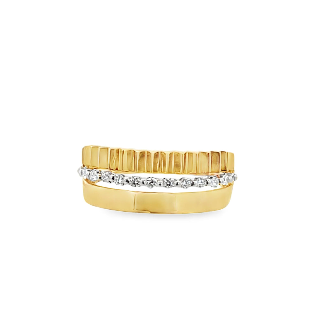 Fluted/Polished Gold Diamond Band