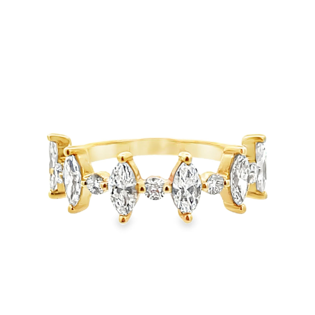 Lab-Grown Alternating Marquise/Round Band