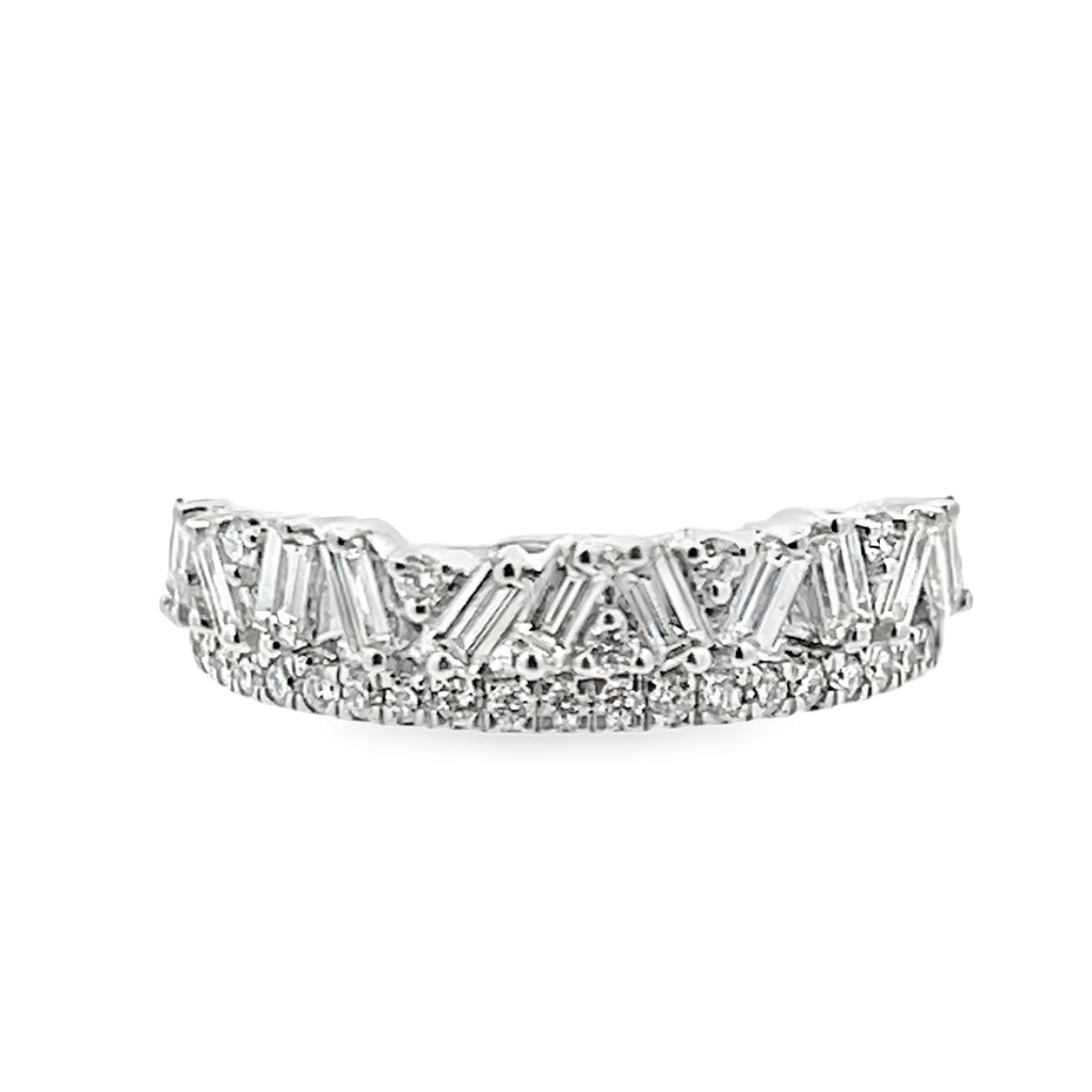 Lab-Grown Double Row Offset Baguette/Round Band
