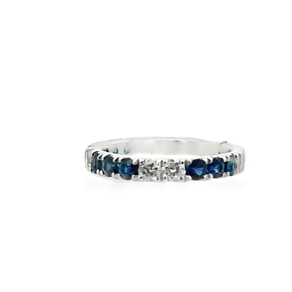 Alternating Blue Sapphire & Diamond Band