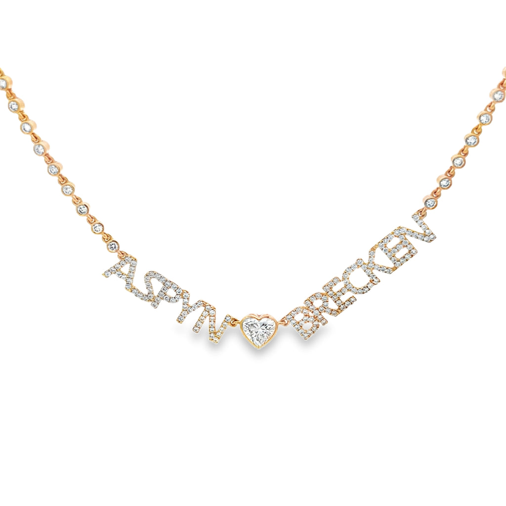 Lab-Grown Bezel Heart Custom Name Necklace