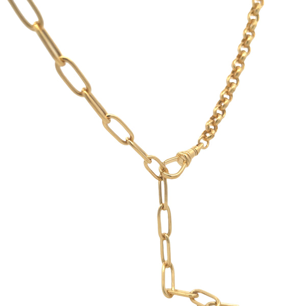 14K Yellow Gold Micron Rolo & Paperclip Lariat Chain