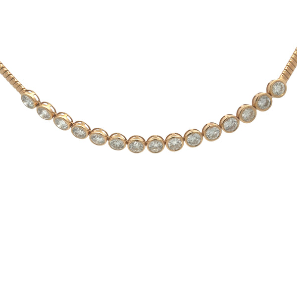 Lab-Grown Round Bezel Flexi Snake Chain Necklace