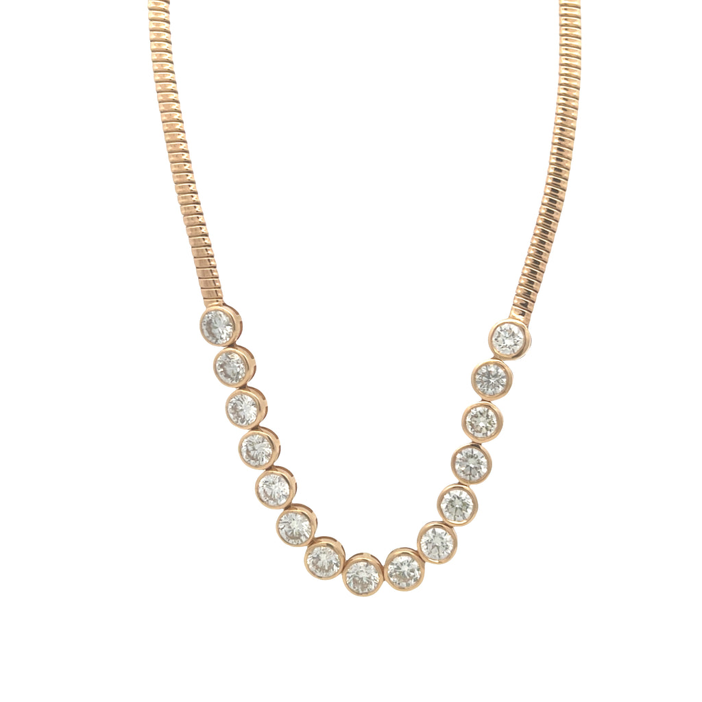 Lab-Grown Round Bezel Flexi Snake Chain Necklace