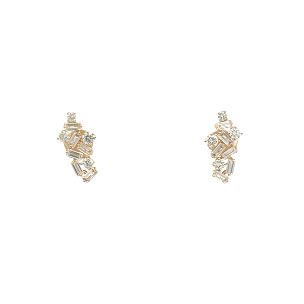 Lab-Grown Baguette & Round Cluster Studs