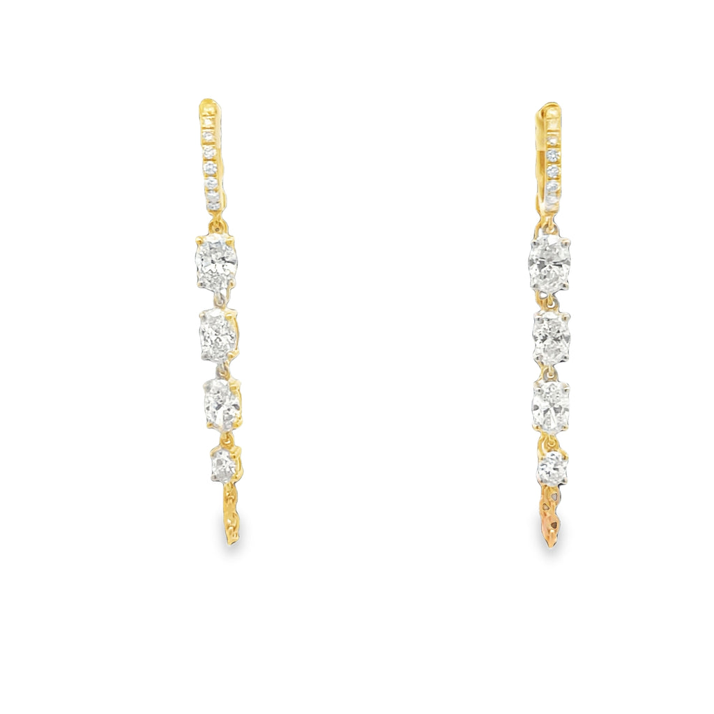 Lab-Grown Oval Dangle Chain Hoops