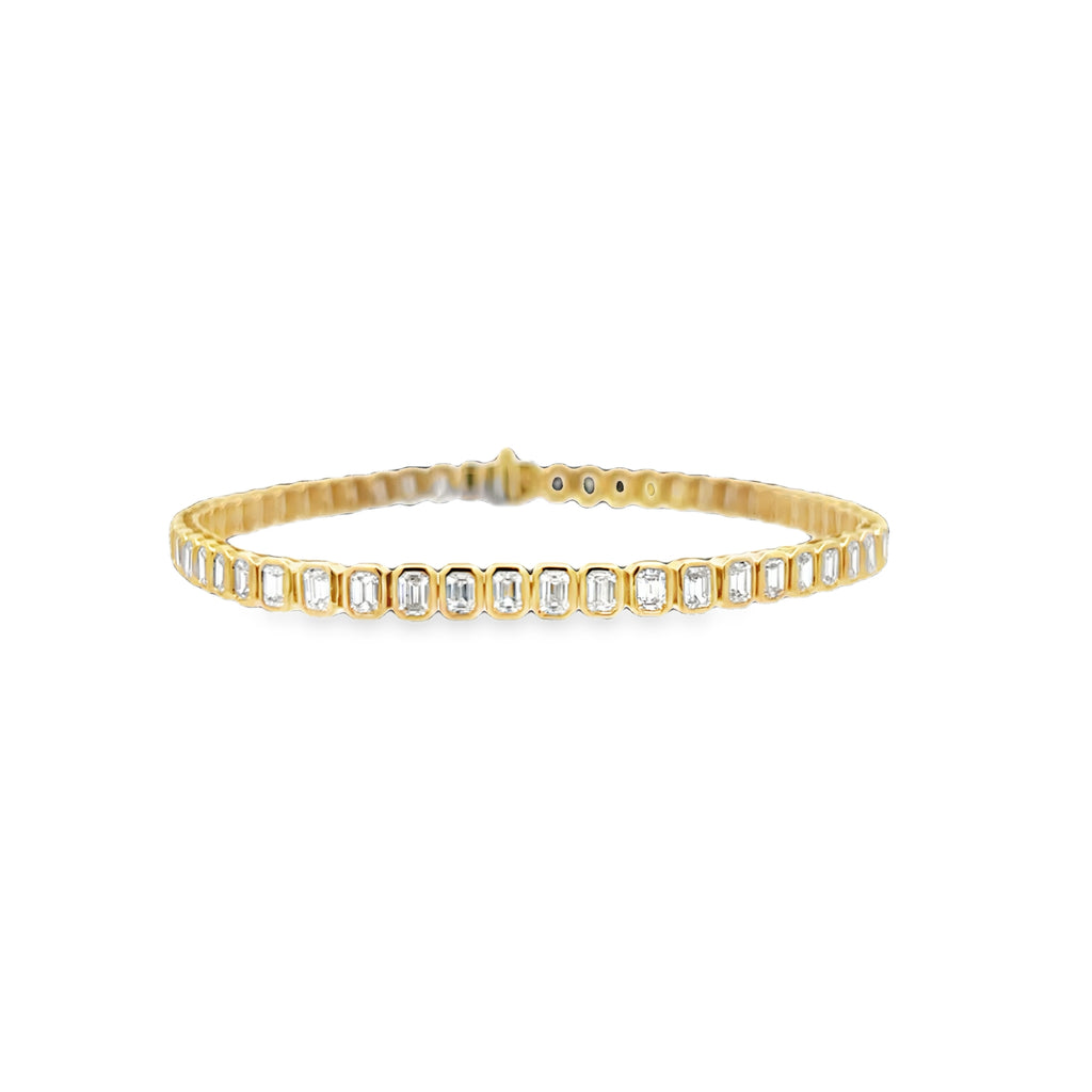 Lab-Grown Bezel Emerald Tennis Bracelet