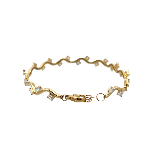 Lab-Grown Scattered Baguette Wavy Bracelet