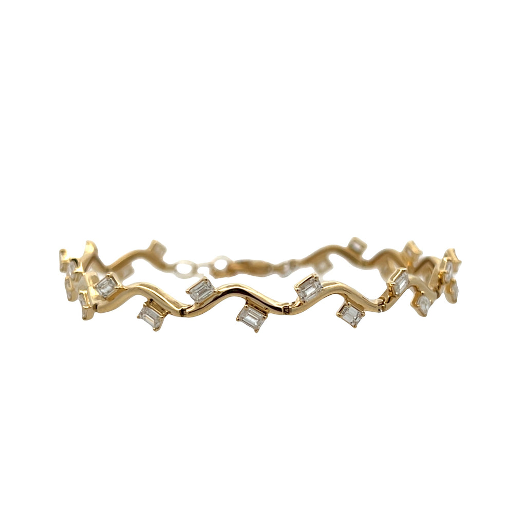 Lab-Grown Scattered Baguette Wavy Bracelet