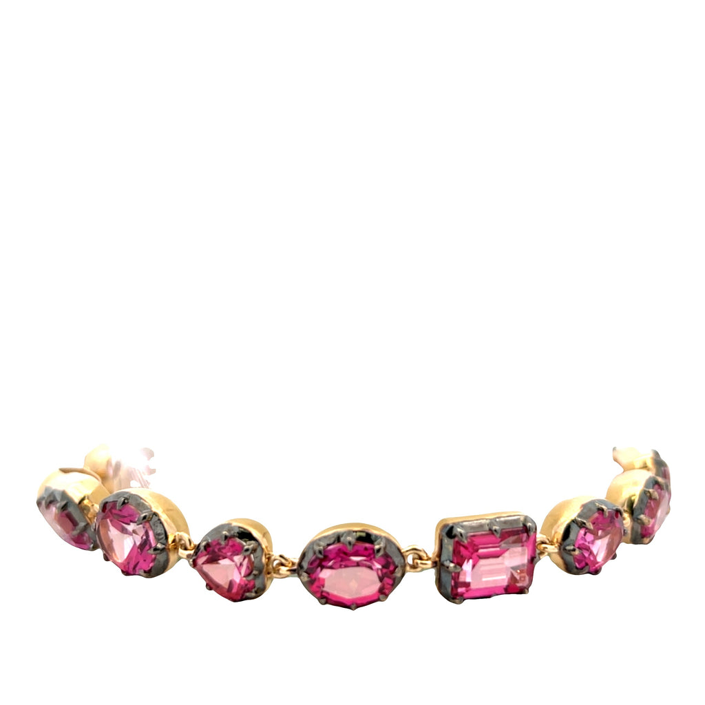 Georgian Set Black Rhodium Pink Topaz Multi-Shape Bracelet