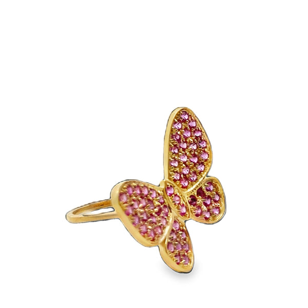 Pave Pink Sapphire Butterfly Statement Ring