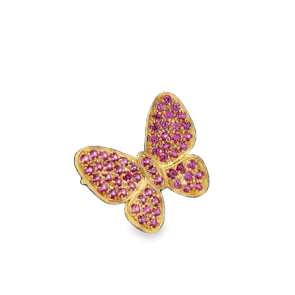 Pave Pink Sapphire Butterfly Statement Ring