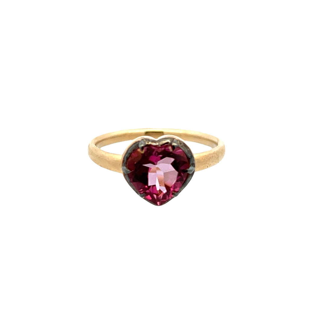 Georgian Set Black Rhodium Pink Topaz Heart Ring