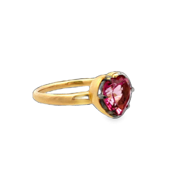 Georgian Set Black Rhodium Pink Topaz  Heart Ring