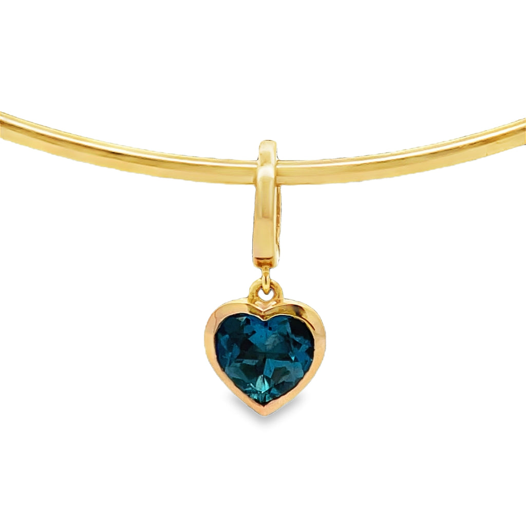 Bezel Heart Gemstone Charm- London Blue Topaz