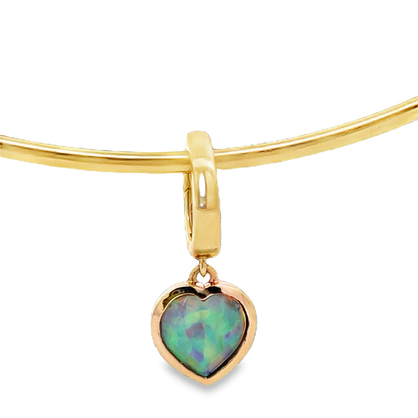 Bezel Heart Gemstone Charm- Opal