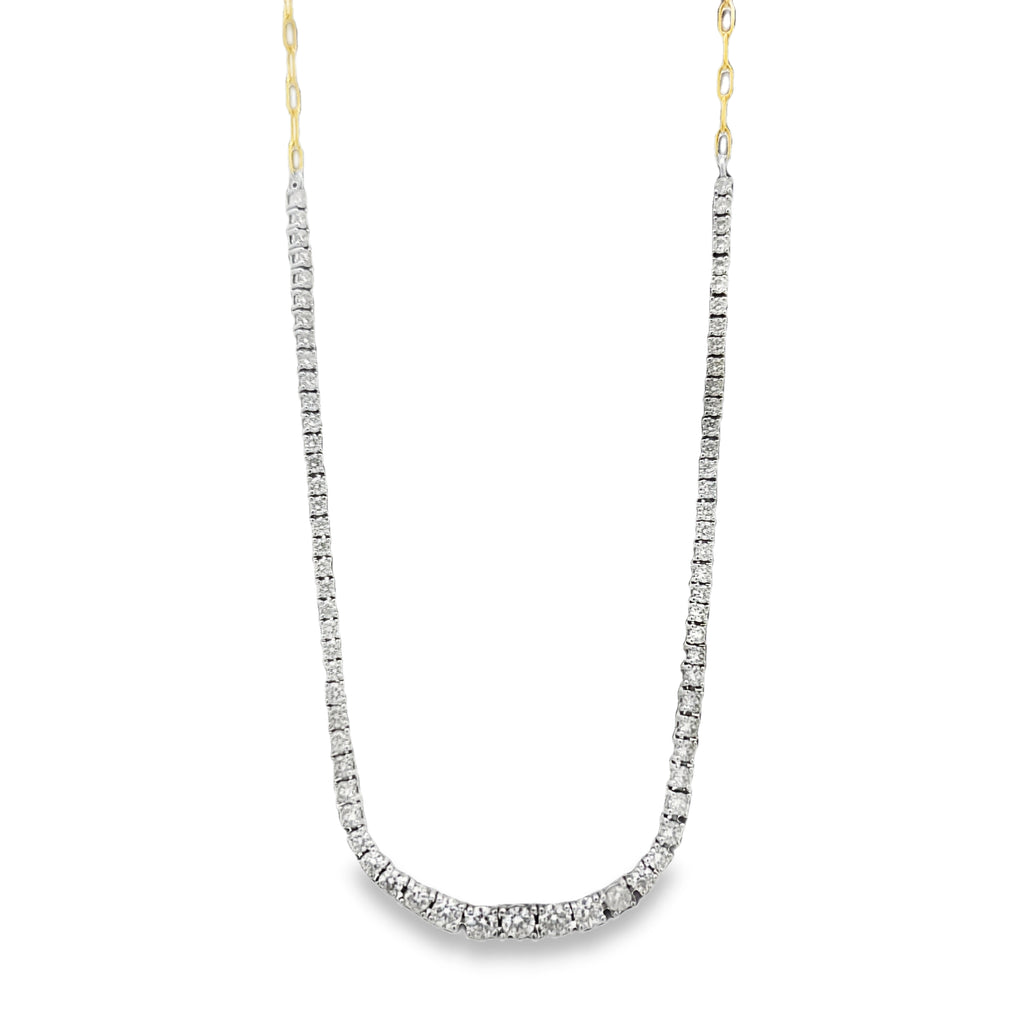 Half Paperclip Half Graduated Tennis Necklace