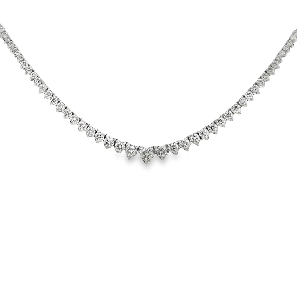 3-Prong Graduated Natural Diamond Tennis Necklace