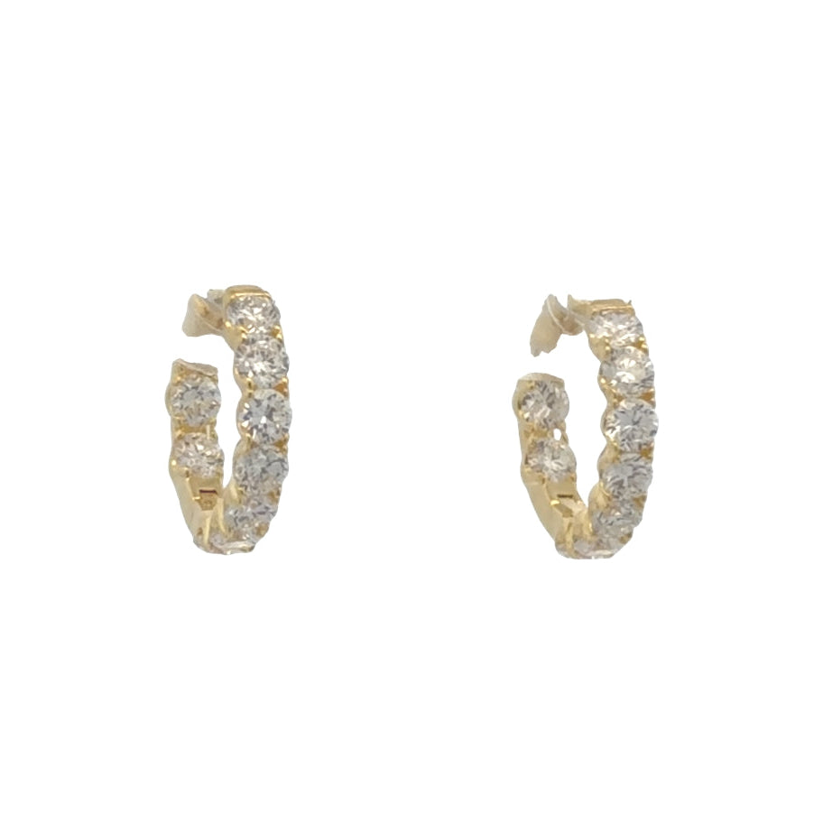 Sterling Silver- Gold Vermeil Lab-Grown Inside Out Huggies