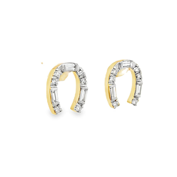 Lab-Grown Baguette & Round Horseshoe Studs