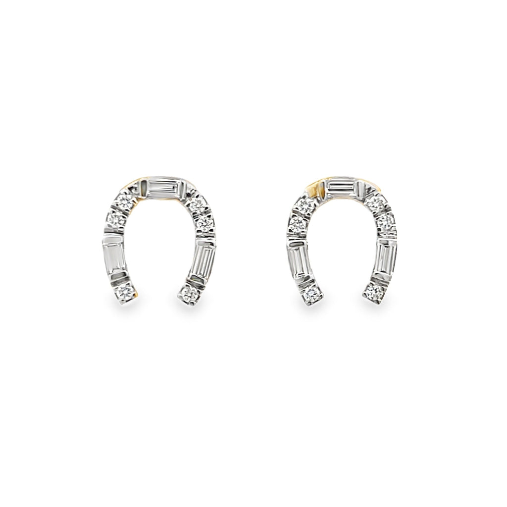 Lab-Grown Baguette & Round Horseshoe Studs