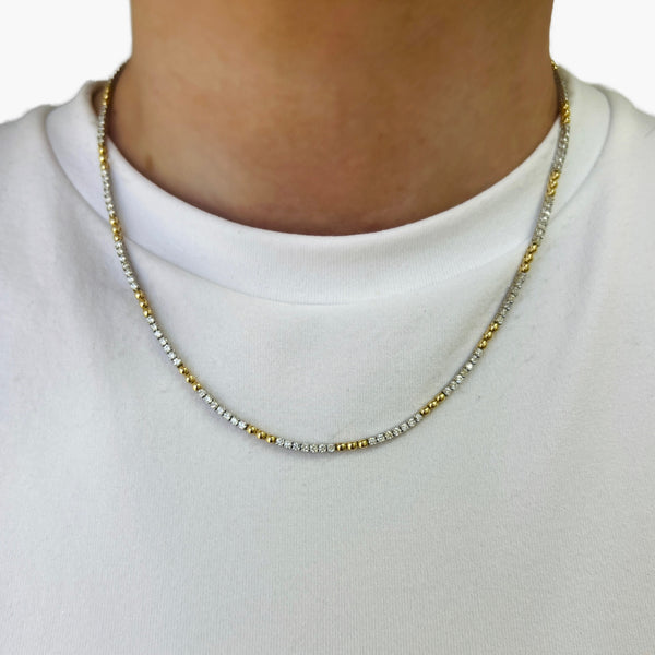 Beaded Diamond Tennis Necklace