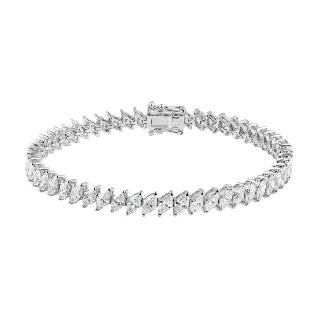 Offset Marquise 18K White Gold Tennis Bracelet