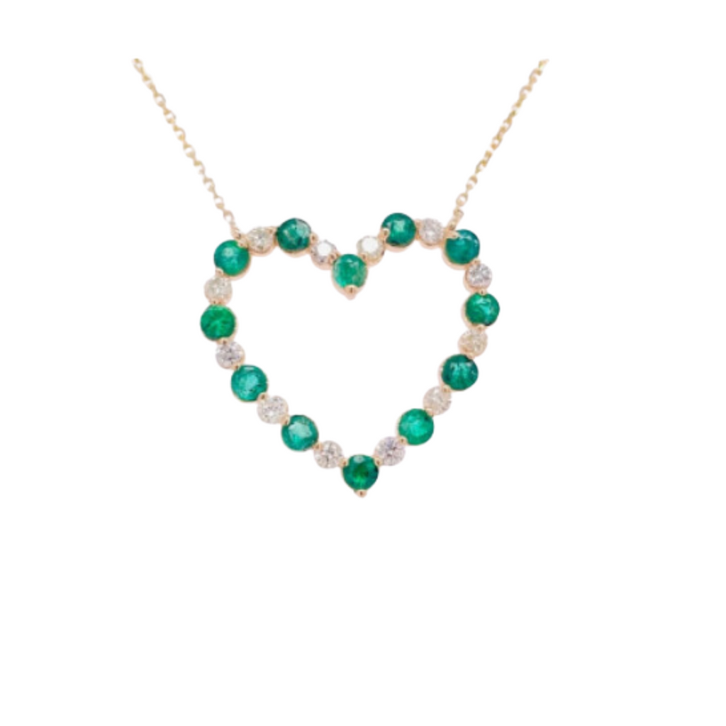 Emerald & Diamond Heart Necklace