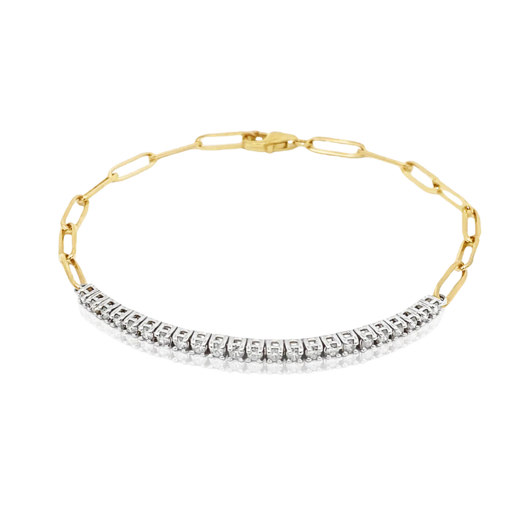 Two-Tone Diamond Paper Clip Bracelet