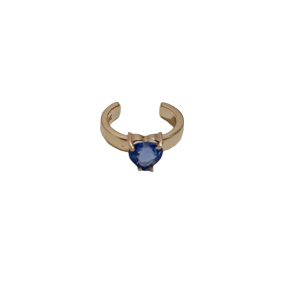 Blue Sapphire Heart Ear Cuff