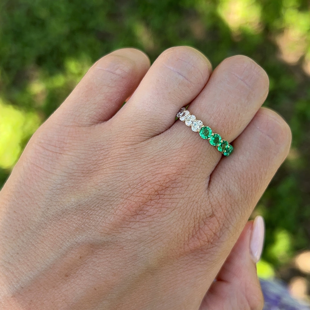 Lab-Grown Oval Diamond & Round Emerald Dirty Martini Band