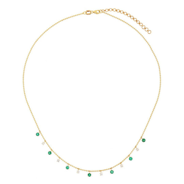 Emerald & Diamond Dangle Necklace