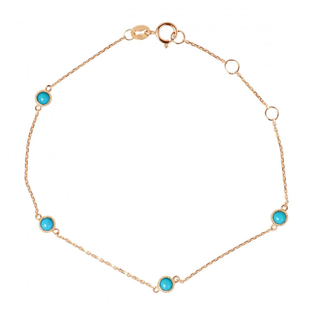 Turquoise Milgrain Bezel Station Bracelet