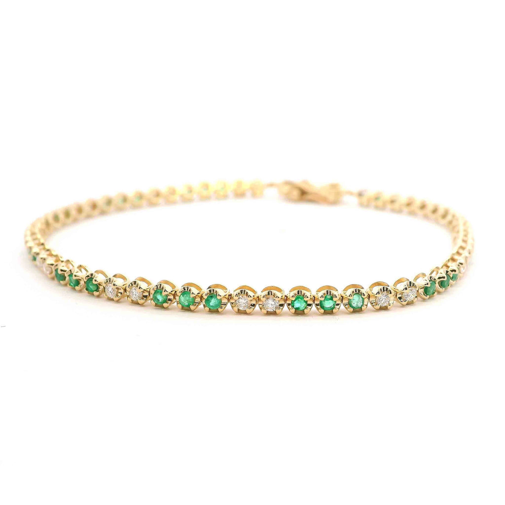 Alternating Diamond And Emerald Tennis Bracelet