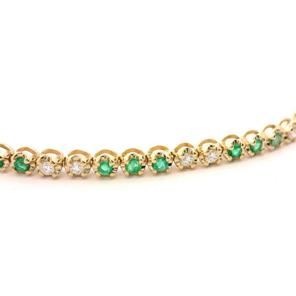 Alternating Diamond And Emerald Tennis Bracelet