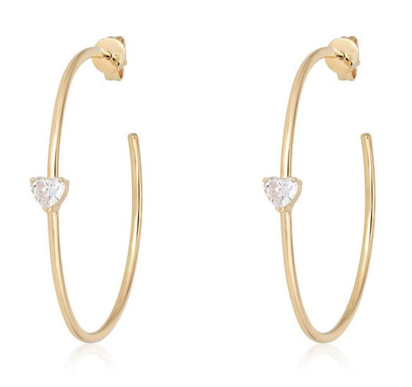 Diamond Heart Tube Hoops