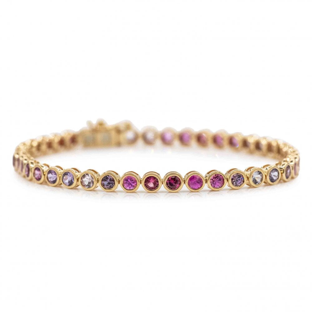 Pink Ombre Sapphire Bezel Tennis Bracelet