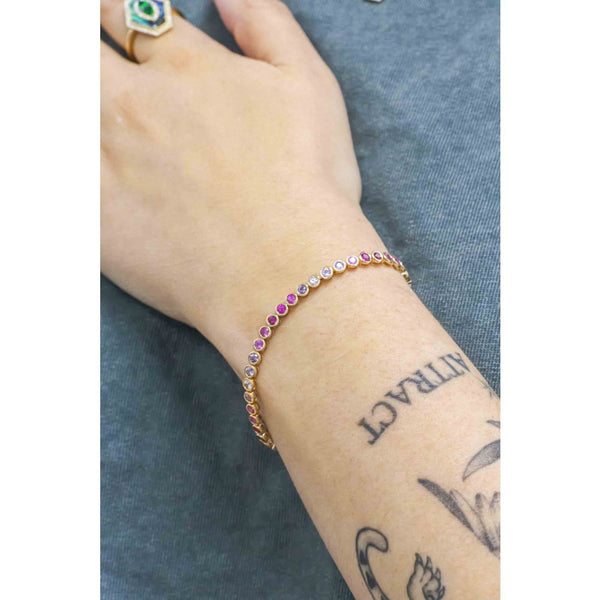 Pink Ombre Sapphire Bezel Tennis Bracelet