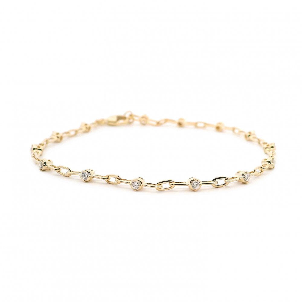 Diamond Station Paperclip Bracelet