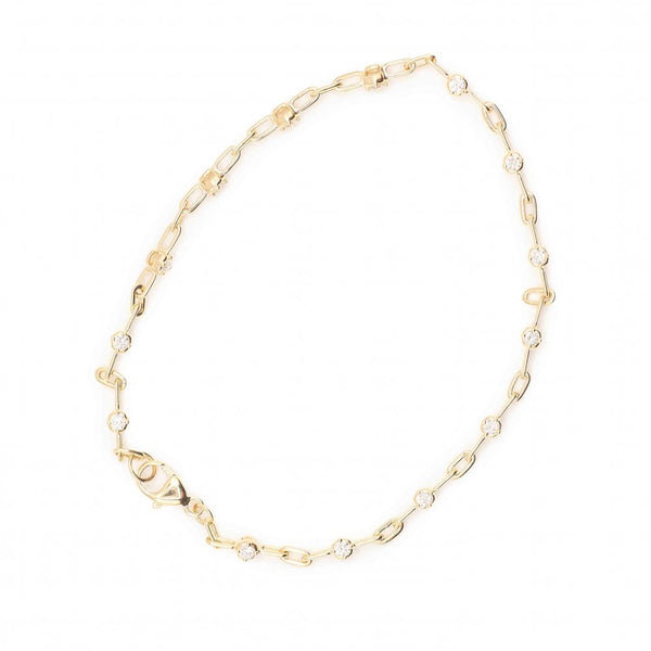 Diamond Station Paperclip Bracelet