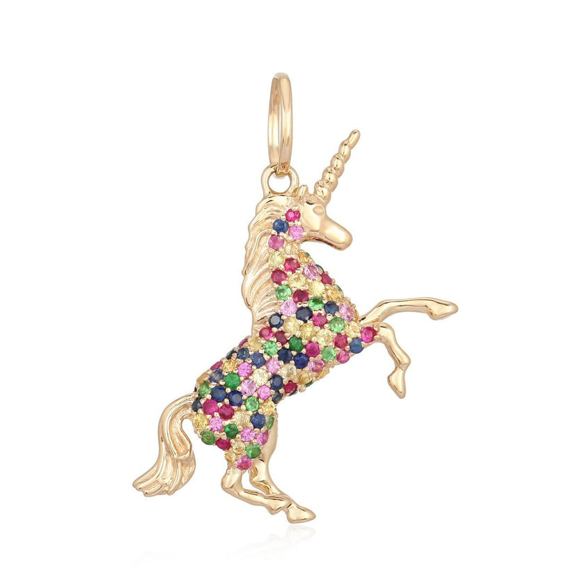 Multi-Gemstone Unicorn Charm