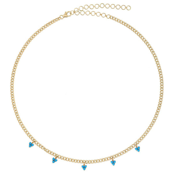 Turquoise Dangle Cuban Chain Necklace